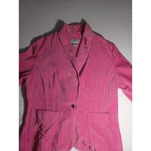 Ann Taylor Loft Blazer Womens 12 Pinstripe Corduroy Jacket Single Button Stained